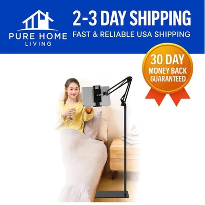 Adjustable Metal Tablet Holder with 360-Degree Rotation - Black, 4.7-12.9 inch - Image 1 of 4