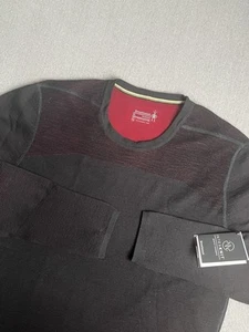 Smartwool Shirt Men’s XL Long Sleeve Thermal Black Red Intraknit 200 Wool Tags - Picture 1 of 15