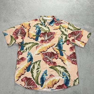 Tommy Bahama Shirt Men Large Silk Button Up Hawaiian Flock N Roll Beach Vacation - Image 1 of 4