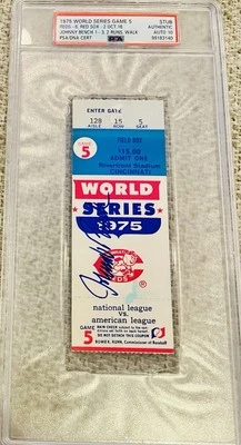Johnny Bench Signed 1975 World Series Ticket GEM 10 Autograph PSA/DNA Low POP - Image 1 of 4