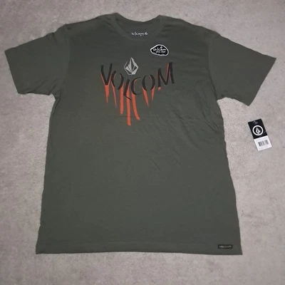 Volcom Stone Skateboard T-shirt Mens XL Slim Fit Green Logo Spellout Y2k - Image 1 of 4