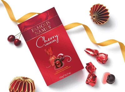 BRANDED Famous Names Cherry Liqueurs – 175g Premium Dark Chocolate Cherries