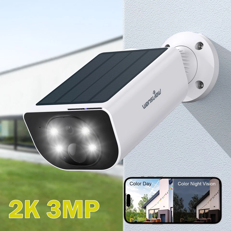 Sistema de cámara de seguridad solar para exteriores inalámbrico Wansview 2K detección de movimiento AI Foto 1 de 4