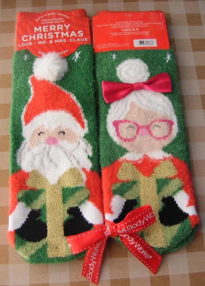 Носки для отдыха Bath and Body Works Shea Infused новые Santa Mrs Claus (X/3876) - Изображение 1 из 1