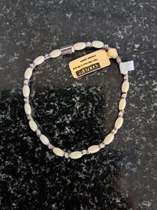 Konplott Armband Armreif Silber Cremefarbene Perlen Dehnbar Neu - Bild 1 von 3