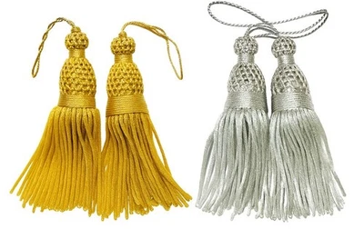 4.5" ORO FRANCÉS Y PLATA LINGOTES METÁLICOS BORLA PASAMENTERÍA IGLESIA VESTIMENTA Foto 1 de 3