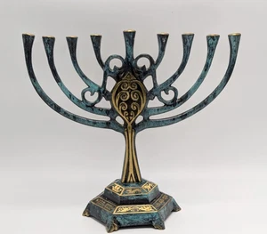 Menorah vintage Sabra made in Israel ottone laccato - Foto 1 di 3