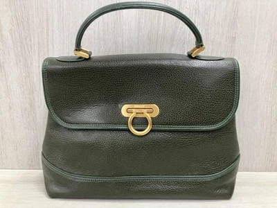 Bally 复古顶部手柄手提包经典苔藓绿色皮革日本制造 — 第 1/4 张图片