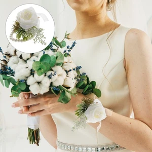 Muñequera de boda flores ramillete nupcial novia muñeca - Imagen 1 de 12