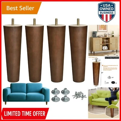 Furniture Legs Wooden 8 Inch Mid Century Tapered Sofa Dresser Replacement Set... - Image 1 of 4
