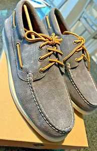 NWT - Mens SPERRY Gray Suede 3-Eye Boat Shoes (Size 10) - Picture 1 of 3