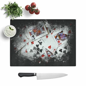 Deck Of Cards Chopping Board Glass Textured Cutting Worktop Saver Kitchen - Picture 1 of 6
