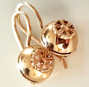 USSR Vintage Original Solid Gold Soviet Earrings Rose Gold 583 14K USSR (1985) - Picture 1 of 12