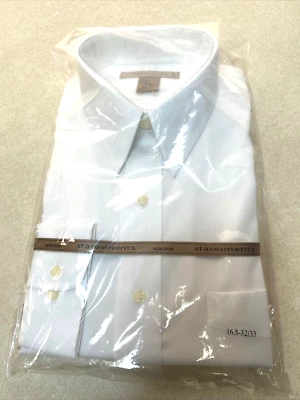 NWT, Men's Statements white, long sleeve, button down shirt, no-iron, 16.5-32/33 - Image 1 of 4