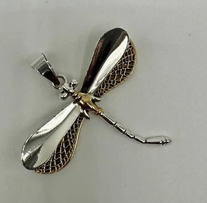 Ciondolo Slider Dragonfly Vintage Argento & Spazzolato Firmato ""Best"" Gioielli - Foto 1 di 3