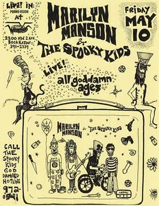 Marilyn Manson The Spooky Kids Concert Flyer 1991 Weekends yellow - Picture 1 of 1