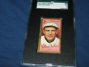 1911 T205 John W Bates SGC 40 VG 3 ~ Philadelphia Phillies ~Red Sweet Caporal Bk - Picture 1 of 3