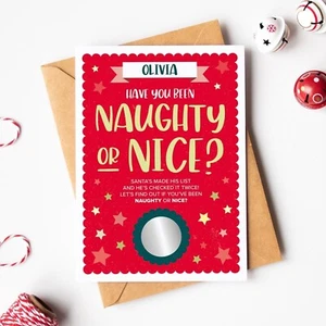 Personalised Christmas Naughty or Nice Scratch Card | Christmas Eve Box Filler - Picture 1 of 8