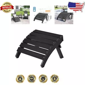 Elegant Black Folding Ottoman for Adirondack Chairs - Easy Assembly & Storage - Picture 1 of 9