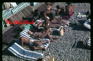 woman in purple bikini on French Riviera beach original 1965 35mm slide - Picture 1 of 1