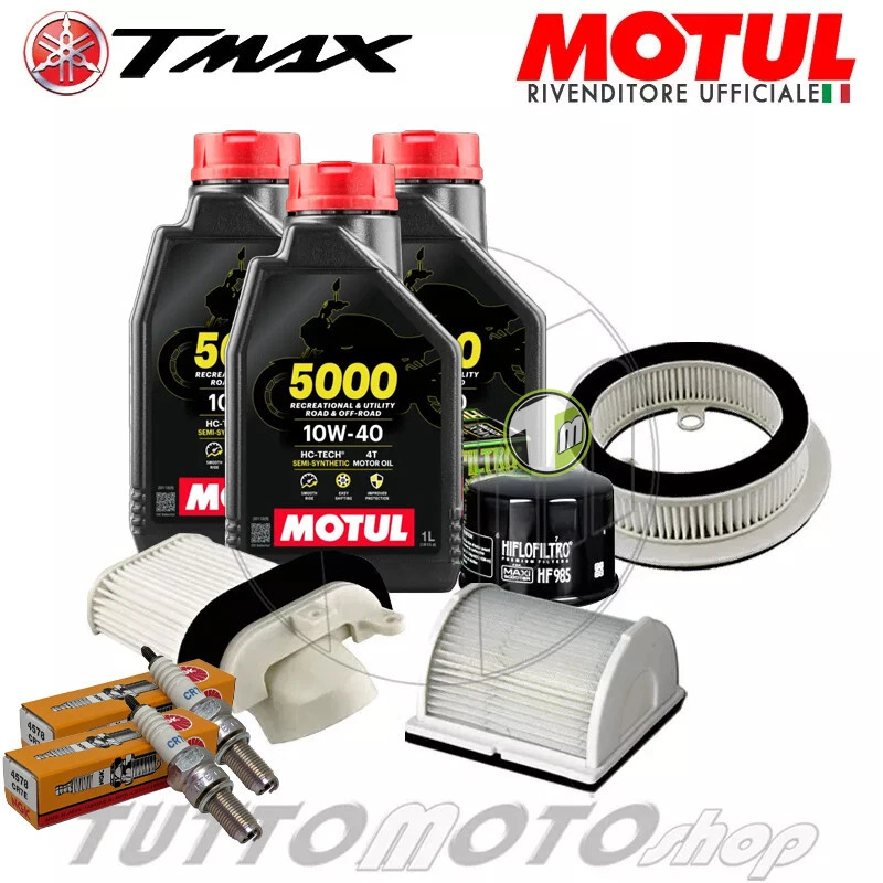Tagliando YAMAHA TMAX 500 2001 2002 2003 / Kit Olio Motul 5000 + Filtri Candele - Immagine 1 di 4