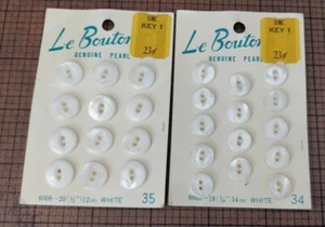 Vintage -- Le Bouton White GENUINE PEARL  Buttons 2 SETS - 26 BUTTONS - Picture 1 of 4