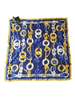 Bufanda Celine Paris 100% Seda Hecha en Italia Náutica Cuerda Nudos Etiqueta De Colección Foto 1 de 3