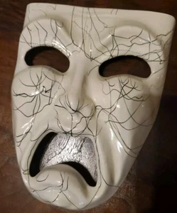 Comedy Tragedy Theater Mask Ceramic Wall Art Hanging Vintage - Picture 1 of 2
