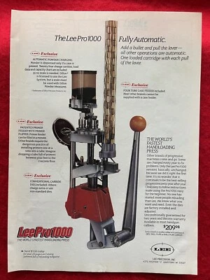 Anuncio impreso Lee Pro 1000 1989 vintage equipo de recarga de municiones anuncio Foto 1 de 4