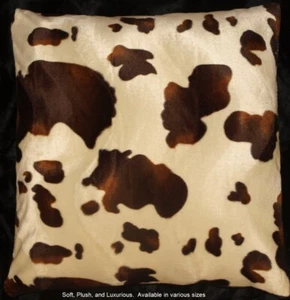 Brown Cow Western Pillow Cover Faux Fur Pillow 18x18 (set of 2) - Picture 1 of 2