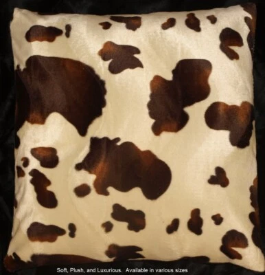 Brown Cow Western Pillow Cover Faux Fur Pillow 18x18 (set of 2) - Image 1 of 2