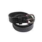 Mens Black leather keller woven belt sz 44 buckle great condition