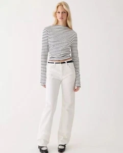 J Crew Vintage Ribbed Split-neck Long Sleeve Striped T-shirt w Buttons Size M - Picture 1 of 6