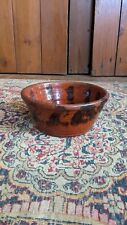 Sweet Antique Early Stoneware PA Redware Crock Bowl Manganese Glaze 7"
