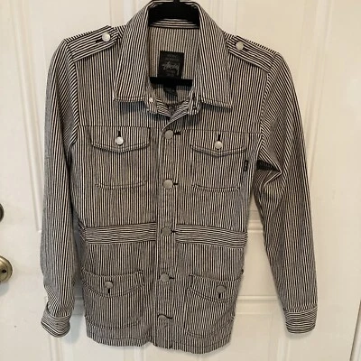 Stussy куртки и пальто Stussy мира племени редкая кнопка полоски бушлат женщин S - Изображение 1 из 4