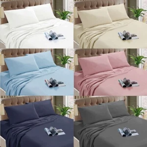 Micro Flannelette Sheet Set 40 cm Wall by Kingtex - SINGLE DOUBLE QUEEN KING - Picture 1 of 20