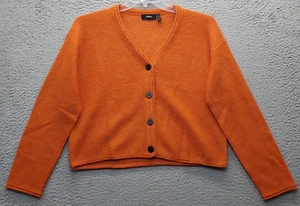 Theory Cardigan Sweater Womens Petite Medium Orange Soft Alpaca Button Front - Picture 1 of 8
