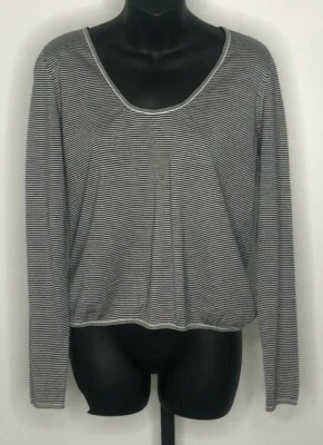 Top tejido Akris negro blanco a rayas manga larga 70 % cachemir 30 % seda talla 8  Foto 1 de 4