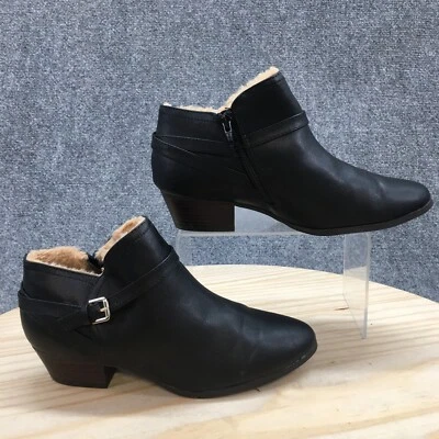 Old Navy Boots Womens 8 Blackjack Jas Side Zip Ankle Bootie Black Faux Leather - Image 1 of 4