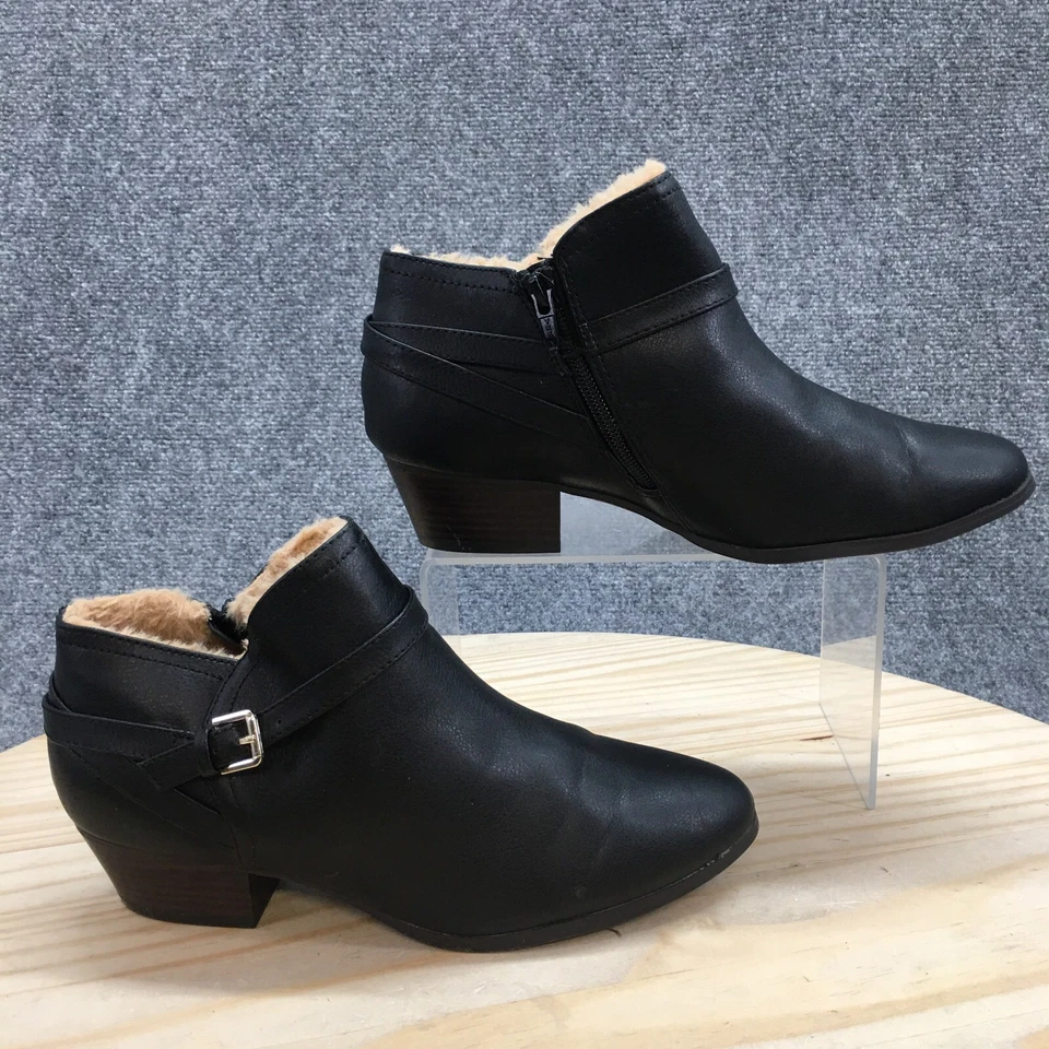 Botas Old Navy para mujer 8 Blackjack Jas botín al tobillo con cremallera lateral negro imitación cuero Foto 1 de 4