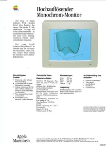 ITHistory (1986) APPLE Datasheet: HOCHAUFLOSENDER MONOCHROM Monitor (German) - Picture 1 of 1