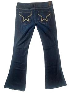People's Liberation Flare Jeans Womens 31 Low Rise Dark Wash Pockets USA MADE - Picture 1 of 15