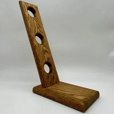 Porta 3 botellas de vino vintage hecho a mano de madera de nogal Foto 1 de 4