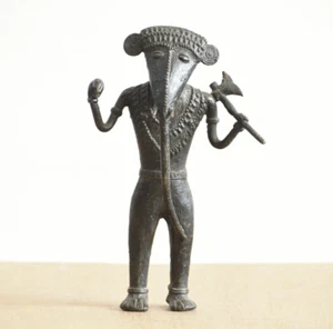 9.5 Inches Tribal Ganesha Statue Figurine Hand Carved Bronze Lord Ganesha Idol - Picture 1 of 6
