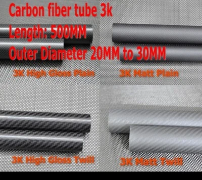 3k Carbon Fiber Tube 20mm 21 22mm 23 24mm 25mm 26mm 27mm 28mm 29 30mm 1pc-10pc - Image 1 of 4