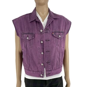 RRP €140 Levi's Pride Men Purple Denim Liberation Trucker Vest Size M - Picture 1 of 10