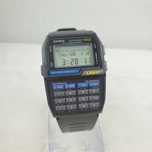 RARE VINTAGE CASIO DATABANK 150 CALCULATOR DBC-150 MEN'S WATCH NEW BATTERY - Picture 1 of 10