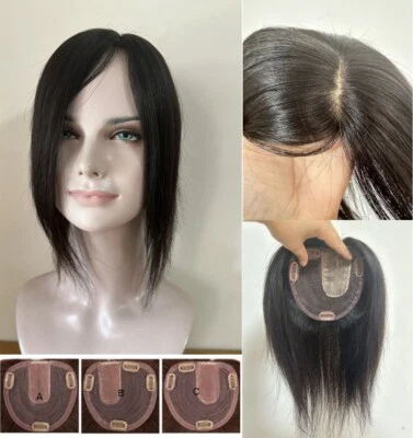 Toppers de cabello humano de 5"x5" izquierda/derecha/centro para mujer 8"~12" Foto 1 de 4