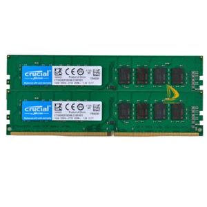Crucial 2x 16GB 2RX8 PC4-2133P DDR4 17000MHz CL15 UDIMM Desktop Memory RAM @9FD - Picture 1 of 7