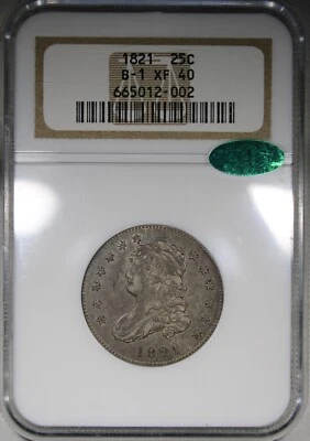 1821 Capped Bust Quarter NGC XF40 CAC Browning 1 Original Coin - Image 1 of 4